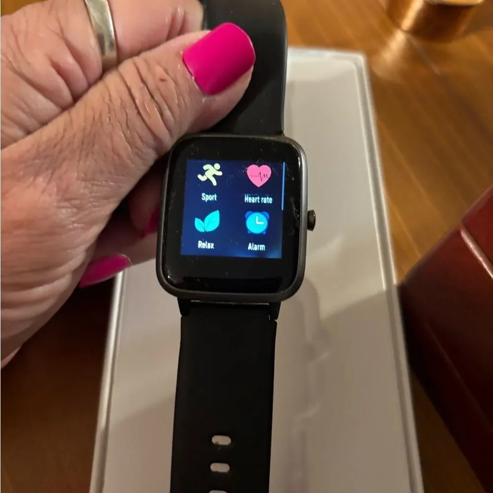 Sleek Black Smartwatch with Digital Display
